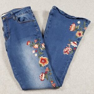Bambos Original Denim Embroidered‎ Flare Jeans Women's Size 11 Blue